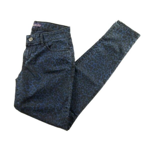 Divine Rights of Denim Jeans Womens Size 27 Skinny Low Rise Leopard Print Pants - Picture 1 of 7